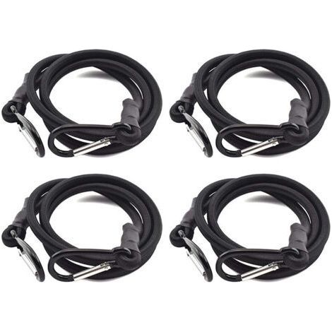 Tendeurs,Sandow Elastique,Tendeurs Elastique avec Crochets,4 Pièces Tendeur Elastique Noir,Sandow avec Crochet pour Tendeurs Porte Bagage(1m)-Chrom (1/5)