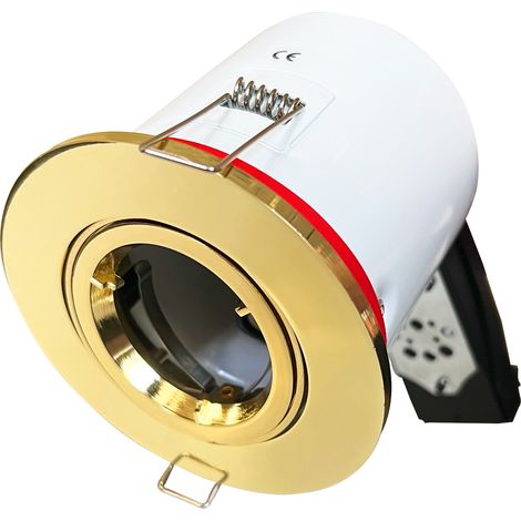 Europalamp – Support spot orientable doré IP20 – Douille GU10 – Étanche à l'air – Protection thermique – Pour bâtiments basse consommation