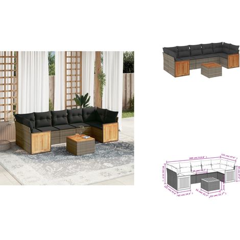 8-tlg. Garten-Sofagarnitur mit Kissen Grau Poly Rattan - Gartenmöbel - Esstisch - Lounge Set - Rattan Möbel - Outdoor Furniture (1/3)