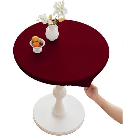 Nappe de table ronde en polyester, imperméable, antitache, 70cm Rouge