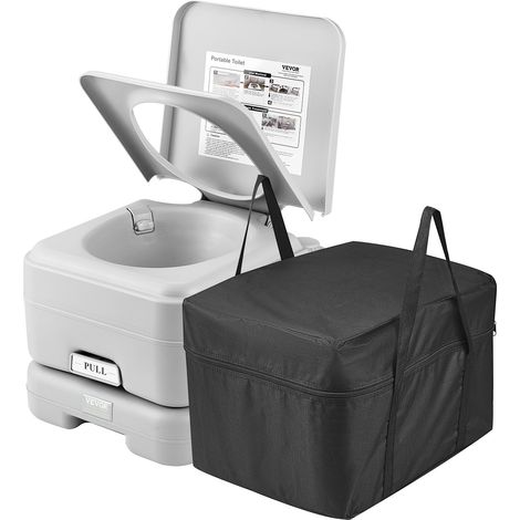 Toilette Portable avec Chasse d’Eau, Toilette de Camping avec Réservoir à Matières 12 L et Réservoir d’Eau 12 L, WC de Voyage à Bouton-Poussoir, Étanche et Sans Odeur, pour Camping-car Caravane (1/5)