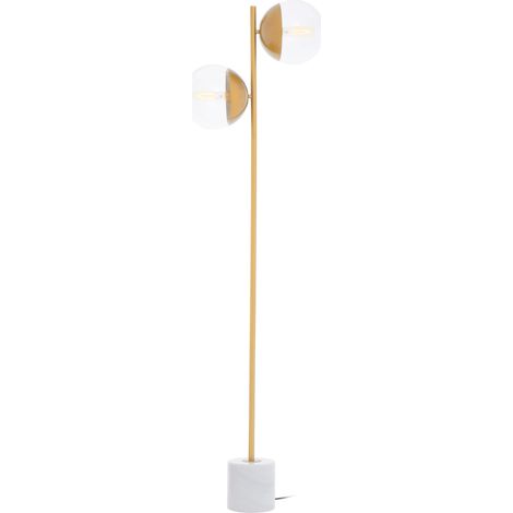 Interiors by Premier Double Glass Globe Two Light Gold Finish Floor Lamp, Minimalist Bedroom Lamp, Sturdy Tall Lamp On Floor (1/5)