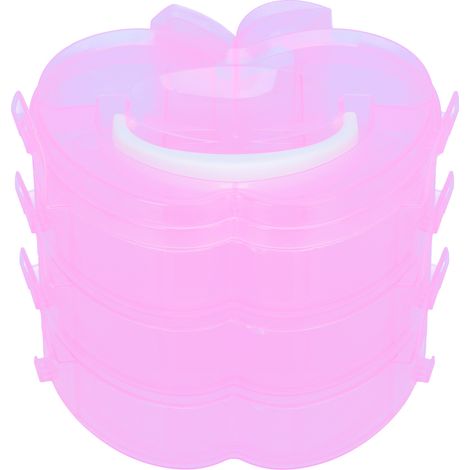 Boîte de Rangement Démontable 3 Étagères en Forme de Pomme pour Outils et Jouets - Rose (1/5)