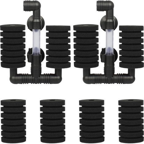 2 PCS Kit Filtre Exhausteur Aquarium Filtre d'aquarium Double avec 4 Éponges de Rechange pour Filtrage Biologique et Mécanique (1/5)