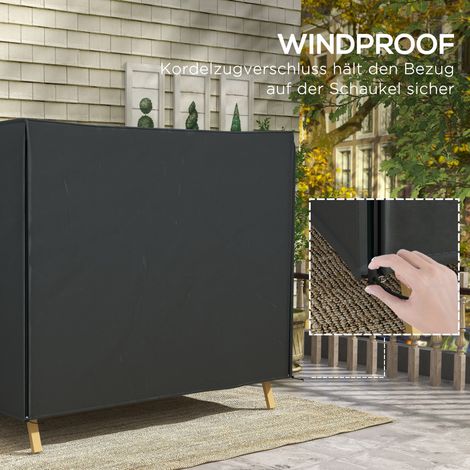 Housse imperméable pour balançoire de jardin Hollywood, protection extérieure anti-UV en Oxford noir, 220 x 125 x 172 cm (1/5)