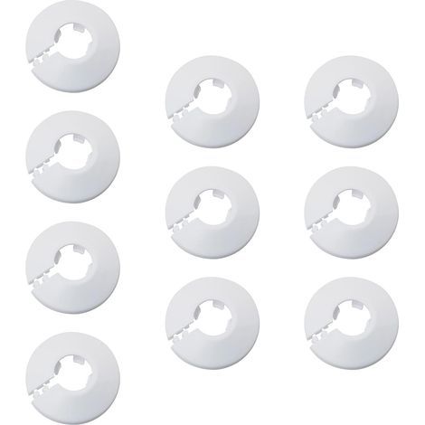 Pack of 10 Heating Pipe Rosettes 17mm White Polypropylene Radiator Water Gas Pipe (1/5)