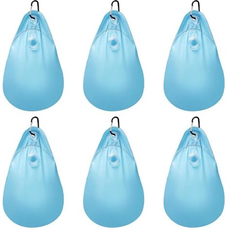Lot de 6 lests pour bâche de Piscine avec Crochets, Sacs de Suspension Anti Fuite, Sacs d'eau épais en PVC, Poids antigel pour bâche d'hiver (1/5)