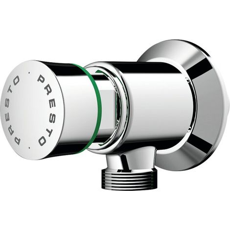 Presto – Robinet de chasse temporisé 9l/min – Alimentation équerre sans raccord – Installation rapide pour urinoir mural – Conception en laiton nickel-chrome