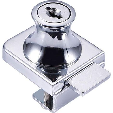 Serrure de porte en verre,Serrure en acier chromé,écran en verre de verrouillage,Serrure pour des portes en verre Serrure vitrine avec, pour la porte en verre de foret avec 2 clés (1/5)
