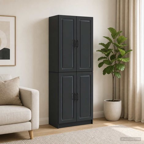 vidaXL Schrankset 2 pcs Schwarz Holzwerkstoff (1/5)
