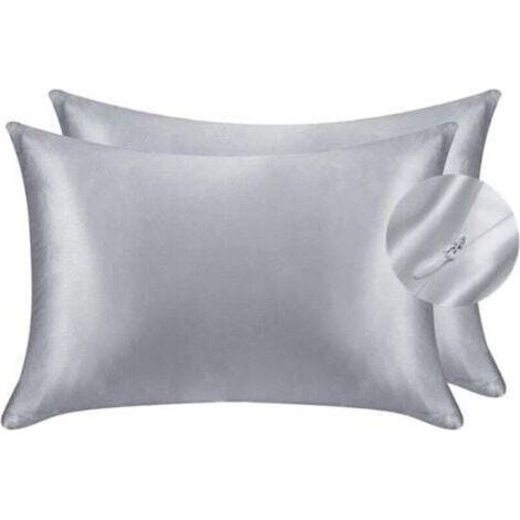 Taies d’oreiller en satin luxueux – Lot de 2, 50 x 75 cm, fermeture éclair discrète, anti-rides et douceur capillaire (1/5)