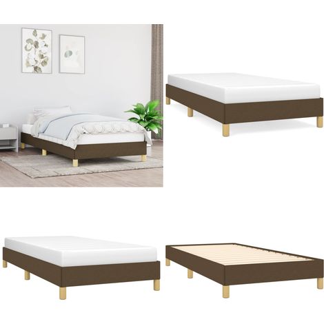 Cadre de lit sans matelas marron foncé 90x190 cm tissu - Cadre De Lit - Lit Double - Literie - Meuble Chambre - Meubles Chambre À Coucher - Home & Living (1/5)