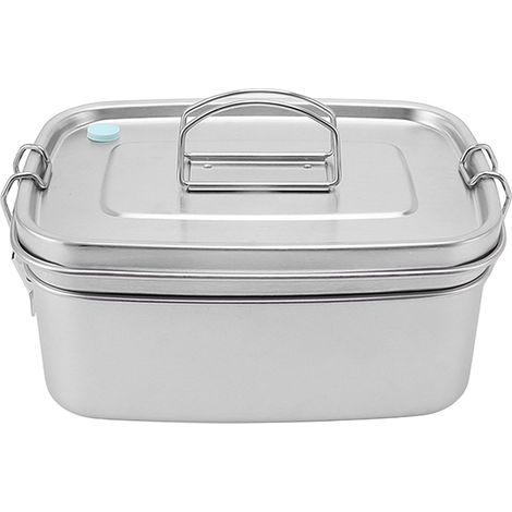 Boîte repas double couche acier inoxydable 1.5L portable bento pour étudiant employé cantine pique-nique camping (1/5)