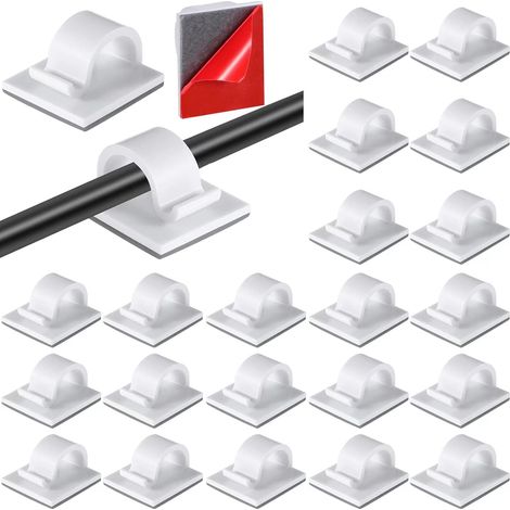 100pcs Clips Câbles Adhésifs Gestion de Câble Support Organiseur de Fils Électriques Plastique Organisateurs de Cordon de Câble Clip pour Fixer des Câbles Blanc (1/5)