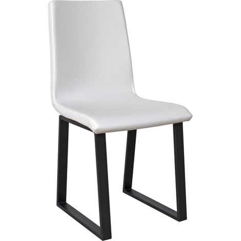 Chaise moderne simili cuir blanc et pieds métal anthracite Bary (1/5)