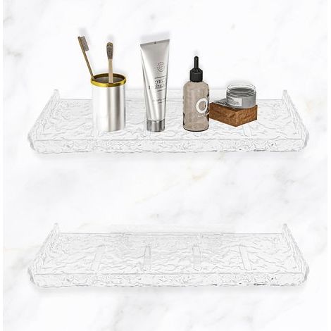 Adhesive shower shelf without drilling, storage shelf, plastic storage shelf for bathroom and kitchen (1/5)
