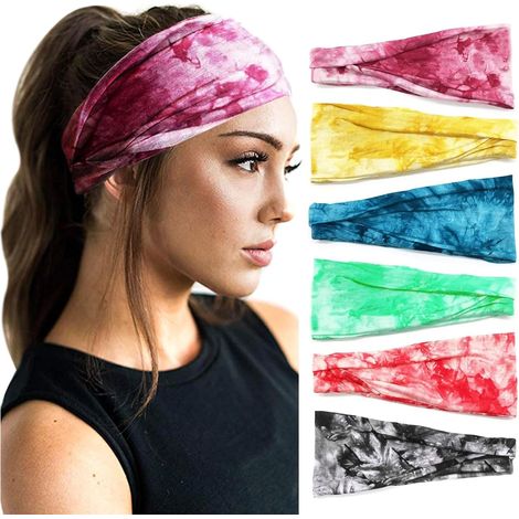 Diademas (paquete de 6), tejido de poliéster y elastano, estampado bohemio, nudo retorcido, para mujeres y niñas. (1/5)