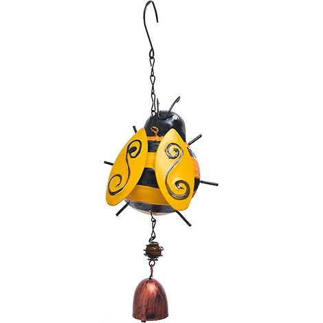 Carillon éolien coccinelle et abeille avec crochet, clochette suspendue en métal et verre, pour jardin, patio ou terrasse (1 pièce) (1/2)