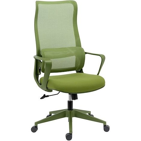 Chaise de bureau LINEA - tissu et maille - avec accoudoirs, appui-tête et soutien lombaire - Mécanisme Basculant centré - Pied nylon - vert - Maxiburo