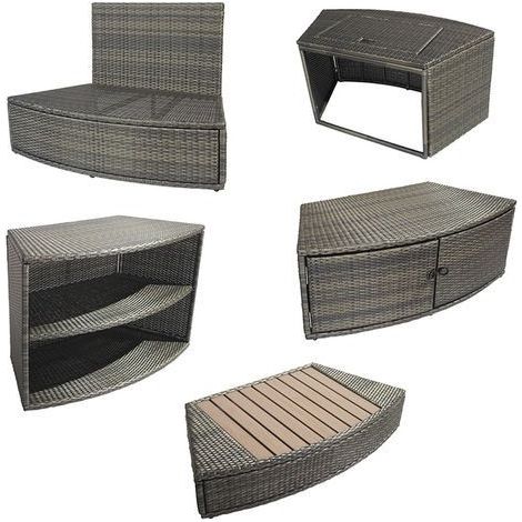 Netspa – Mobilier pour spa Octopus – Ensemble modulable 5 pièces – Résistant à l'humidité – Aspect rotin décoratif
