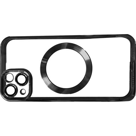 Étui de protection élégant, plaqué électrolytique, à fixation magnétique, couvrant intégralement et antichoc, pour iPhone 13, noir (1/5)