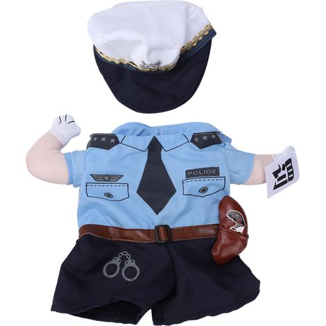 Déguisement mignon en polyester pour animaux de compagnie (S) - Costume de policier debout pour chats et chiens (taille S) (1/5)