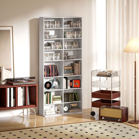 Mueble almacenamiento alto para CD DVD y Blu ray blanco OKMYHOME (1/5)
