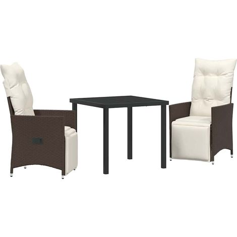 Garden Dining Set with Cushion 3 pcs Brown Poly rattan vidaXL (1/5)