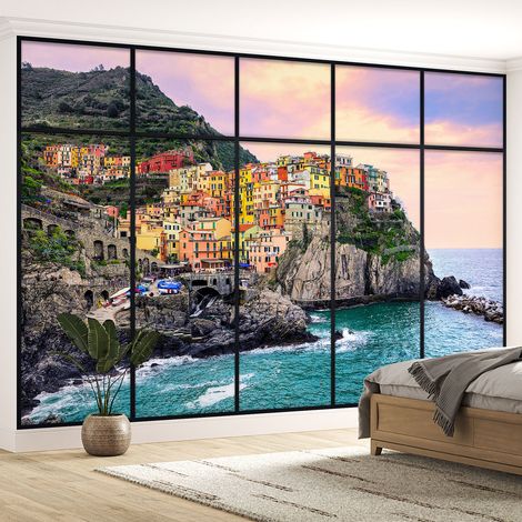 Papier peint panoramique Trompe l'oeil Verrière - Cinque terre - 130 cm x 82 cm (1/5)