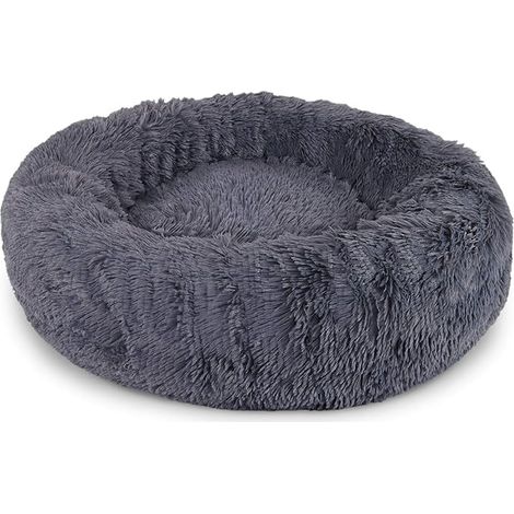 (S) Panier rond gris foncé de 40 cm de diamètre pour chien ou chat, style donut (1/5)