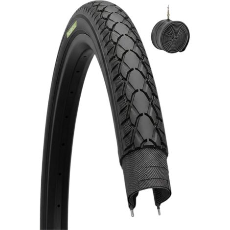 1 COPERTONE NERO 28 x 1 1/2 (40-635) + CAMERA D'ARIA PNEUMATICO GOMMA BICICLETTA CITY BIKE BICI TREKKING 28 POLLICI (1/5)