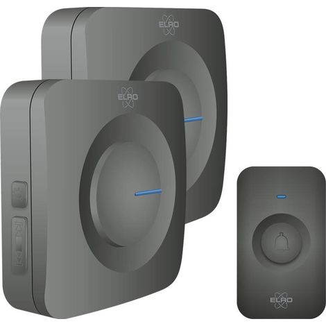 ELRO DB3000 Set di campanello senza fili - con 2x ricevitori alimentati a batteria - Nero (1/5)