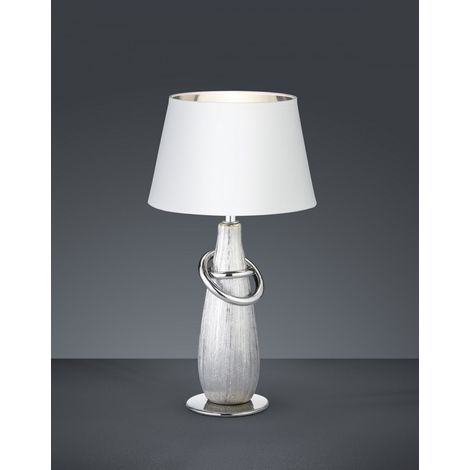 Moderne Tischlampe Silber Keramik Thebes H38 cm Trio Lighting