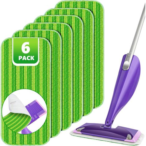 Lingettes réutilisables compatibles Swiffer Wet Jet pour recharges Wet Jet de 30 cm Lingettes nettoyantes humides et sèches, lot de 6 (1/5)