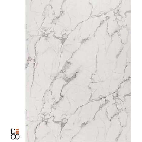 Décoration murale effet marbre blanc et gris brillant – Plaques décoratives en PVC 65x120 cm – Lot de 4 – 3.12 m² – Decopine (1/5)