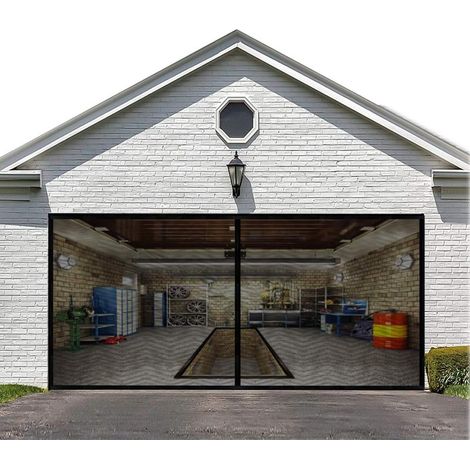 Mosquitera magnética para puertas de garaje de 4,8 m x 2,1 m, para puertas de garaje de 2 coches, mosquitera de fibra de vidrio reforzada, manos libres, mosquitera magnética para puertas (1/5)