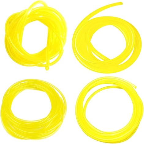 Tuyau Carburant - 4 Diamètres Différents (2×3,5 mm / 3×5 mm / 2,5×5 mm / 3×6 mm) - Longueur 1 m - Jaune Transparent - Pour Tondeuse À Gazon Et Filtre À Huile - Lot de 4 (1/5)