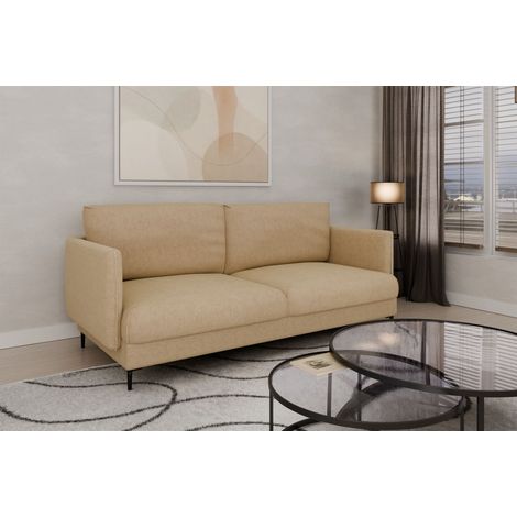 Sofa Designersofa HELMER 3-Sitzer Stoff Vibe Beige
