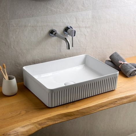 Lavabo da appoggio rettangolare 50 cm scanalato  KLS-5000R kamalu