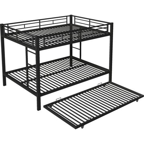Litera infantil de metal 140 x 200 cm con cama nido negra HOMVRA (1/5)