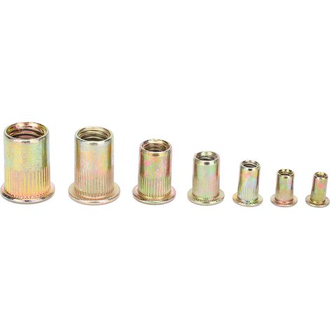 Rivets à écrous en acier zingué, coffret 128 pièces M3 à M12, filetage vertical, finition colorée (1/5)