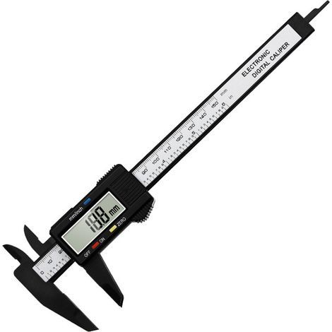 Black digital electronic caliper, stable LCD screen, clear reading, simple, high resistance, 0-150 mm (1/5)