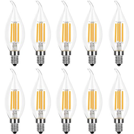 Ampoules à LED E14 4W Filament Bougie Ampoule Blanc Chaud 2700K,40W Equivalent, Non-Dimmable, Angle de faisceau à 360 degrés, Lot de 10 (1/5)