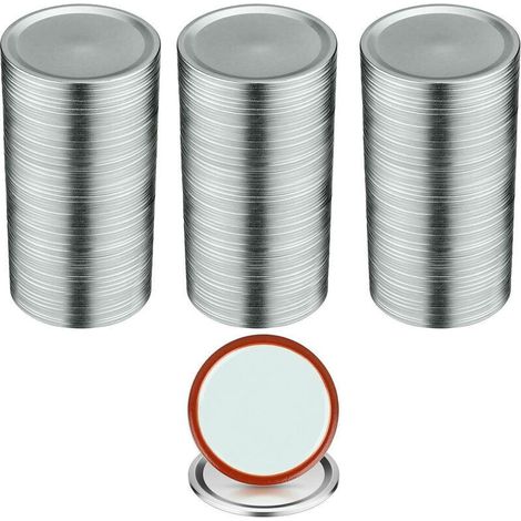 100PCS Couvercles de Bocaux à Conserve - Bouche Régulatrice 70mm, Métal avec Anneau d'Étanchéité, Modèle Argent
