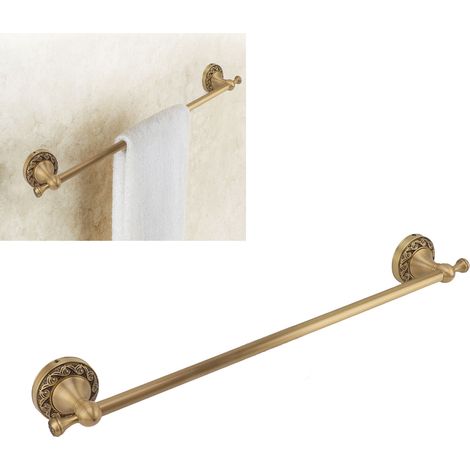 Porte-serviettes tout cuivre, barre simple, porte-serviettes de salle de bain de style européen, tringle de suspension, étagère de rangement pour salle de bain, style antique. (1/5)