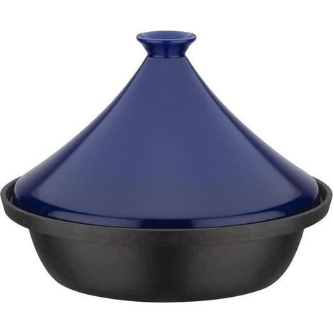 Solid cast iron tagine - GSW - 30 x 22 cm - Ceramic lid - Induction - Blue (1/4)