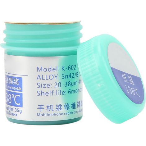 Pâte à souder à l'étain basse température pour puces SMD et BGA, idéale pour la réparation électronique.