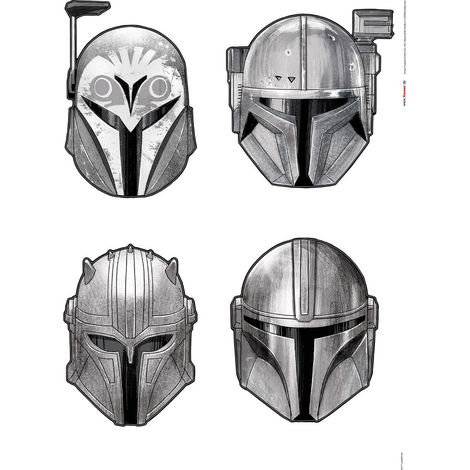 Stickers muraux- Star Wars The Mandalorian Helmets - 4 pièces (1/5)