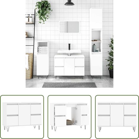 Rangement salle de bain - Armoire de salle de bain blanc 80x33x60 cm bois d'ingénierie (1/5)
