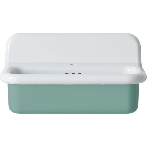 Lavabo rétro en céramique 70 cm - True Colors Lite - Moyen format - Vert Eau (1/2)